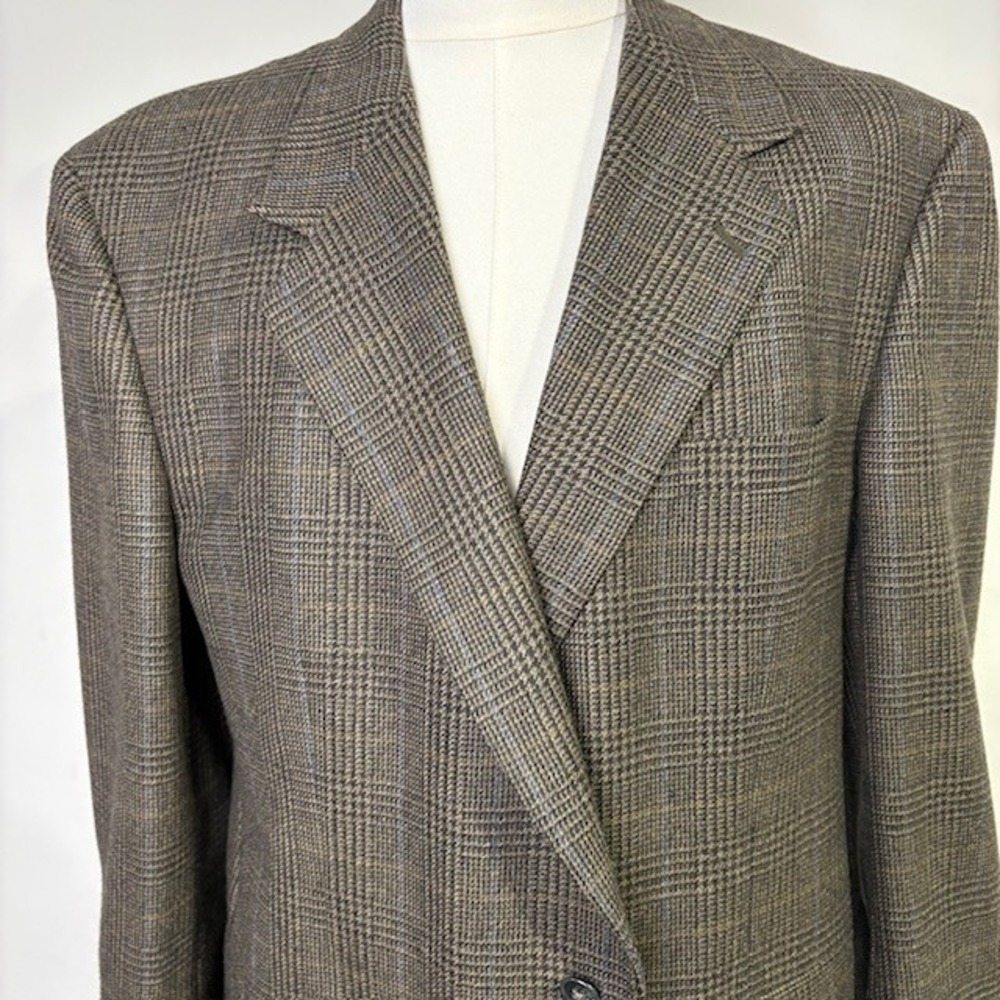 Bill Blass Black Label Parisian Men's Wool Plaid Blazer Jacket